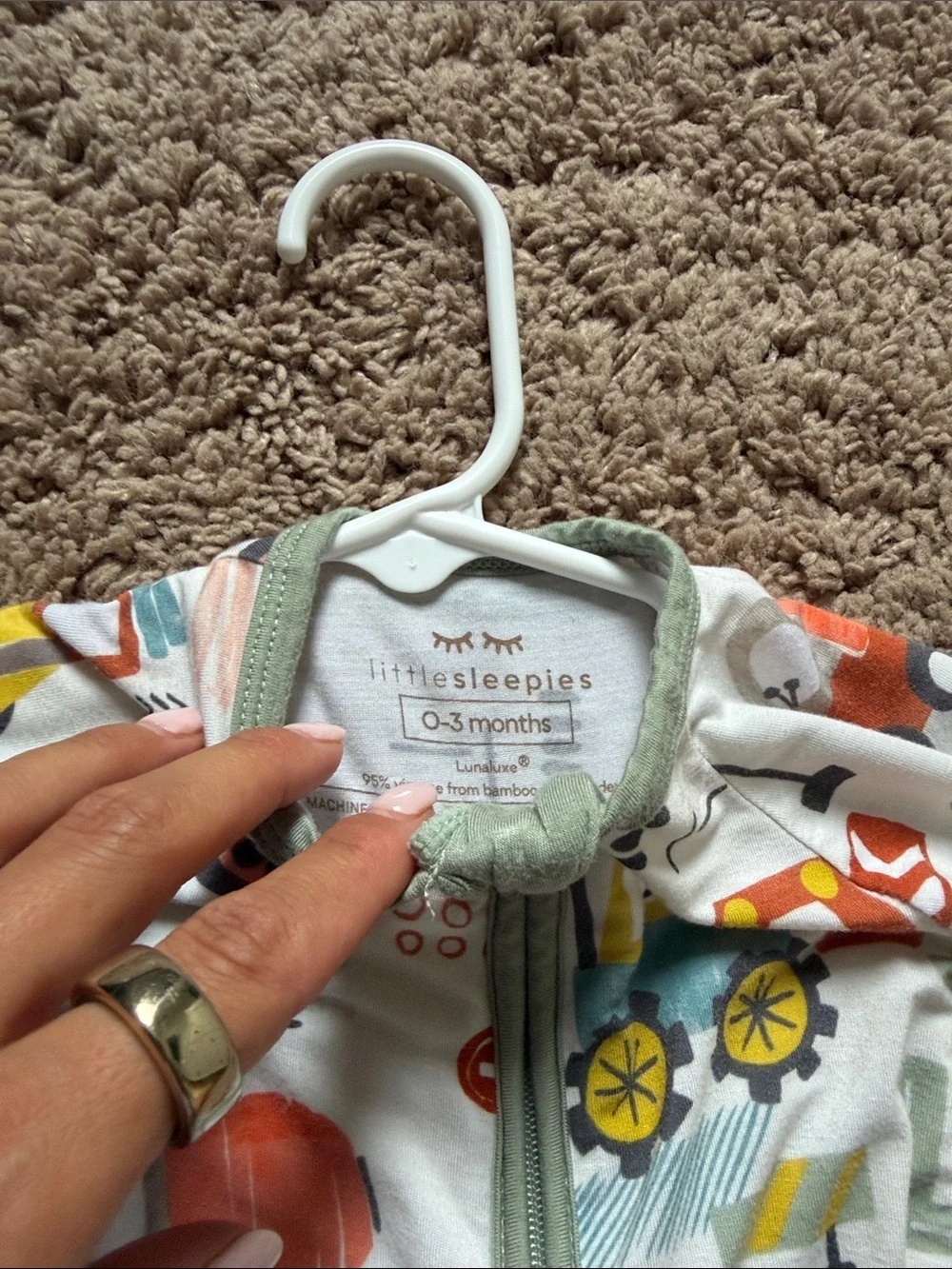 Little Sleepies Construction Footed Zipper (0-3 months) Great condition